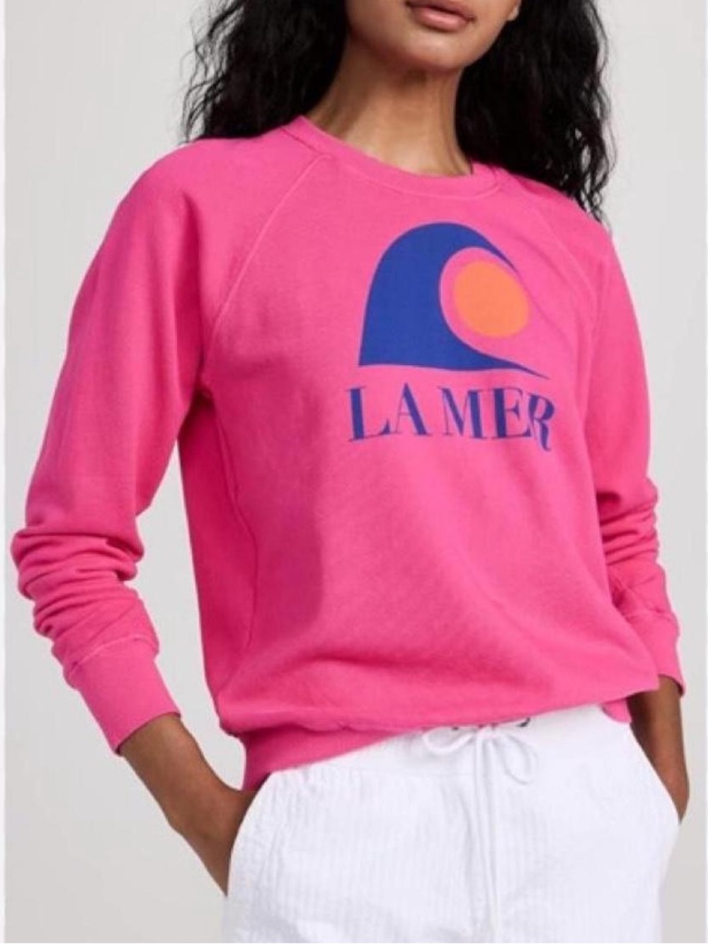 Sundry Hot Pink Crewneck Sweatshirt with Blue and Orange Logo